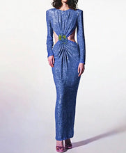 Carica l&#39;immagine nel visualizzatore di Gallery, Sequins Flower Diamond BuckleDress