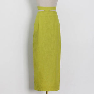 Lapel Cut Out Midi Two Piece Set