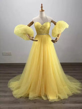 Carregar imagem no visualizador da galeria, Fairy Polka Tulle Detachable Sleeves Prom Dress