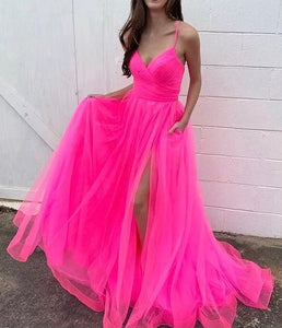 Pink Tulle Sweetheart Prom Dress