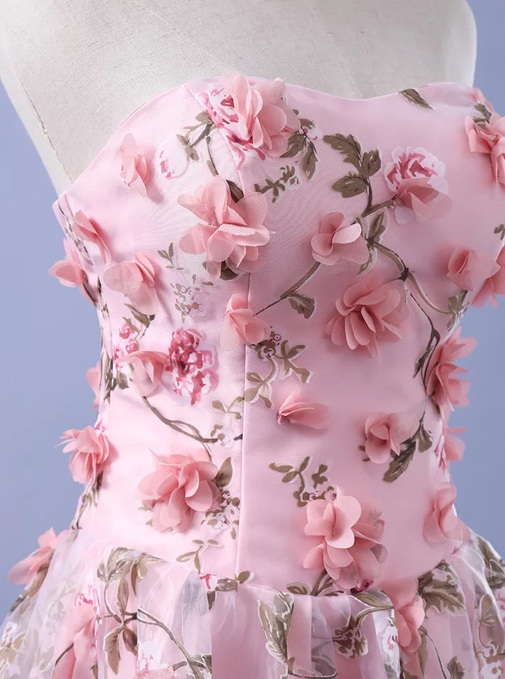 Appliqués Flower Lace Up Prom Dress