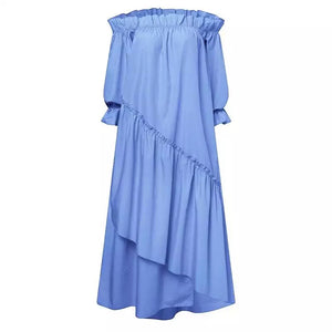Off Shoulder Pleated Irregular SunDress