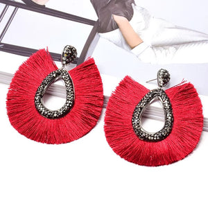 Silk Tassel Rhinestone Bohemia Earrings