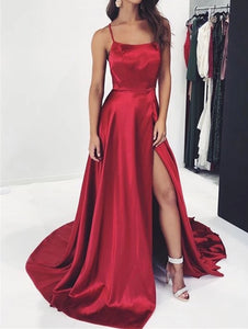 High Slit Cross Back Prom Gown