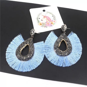 Silk Tassel Rhinestone Bohemia Earrings