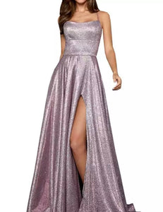Glitter High Slit Prom Dress