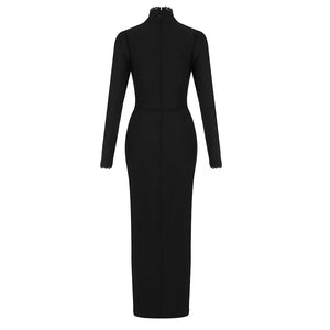 Black Drawstring Lace Bandage Dress