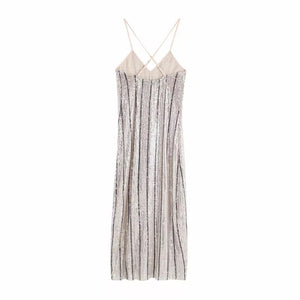 Sequin Striped Midi Dress