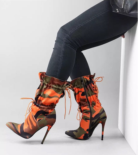 Stilettos Camouflage Ankle Boots