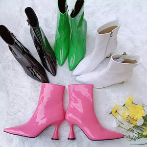Pointed Candy Color Ankle Boots