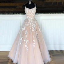 Carica l&#39;immagine nel visualizzatore di Gallery, Lilac Lace Spaghetti Straps Prom Dress