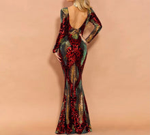 Load image into Gallery viewer, Multi Sequinned O Neck Elegant Gown