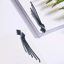 Load image into Gallery viewer, Blue Tassel Drop Earrings