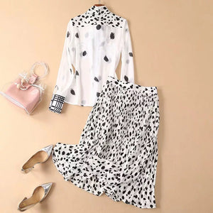 Leopard Print Shirt & Skirt Set