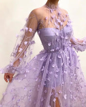 Load image into Gallery viewer, Lace Flower Lilac Tie-Up Gown
