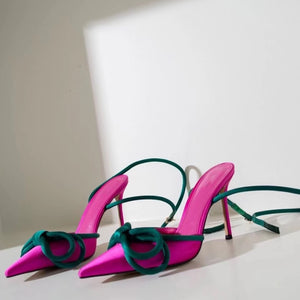 Color Block Pointed Bow Stiletto's