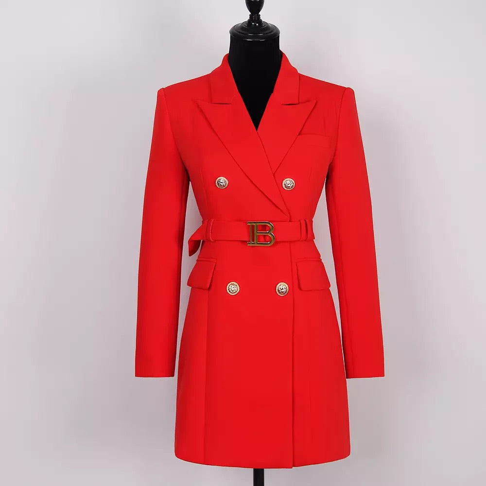 Belted Office Blazer Dress