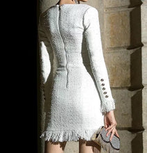 Carica l&#39;immagine nel visualizzatore di Gallery, White Tassel Woolen Blazer Dress