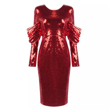 Load image into Gallery viewer, Red Sequin Evening Dress