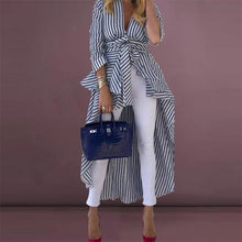 Load image into Gallery viewer, Striped Front Dip Hem Long Top