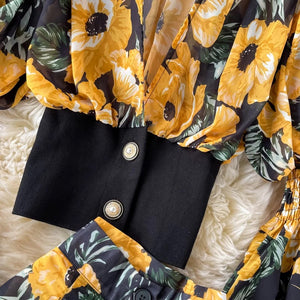 Floral Chiffon Flare Two Piece Set