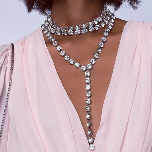 Multi-layer Tassel Rhinestone Necklace