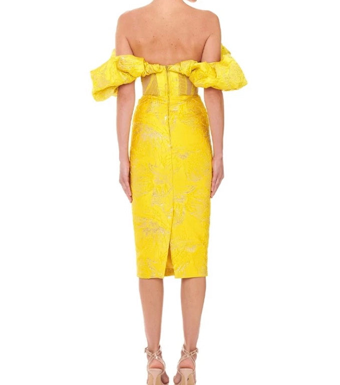 Ruffles Jacquard Elegant Dress