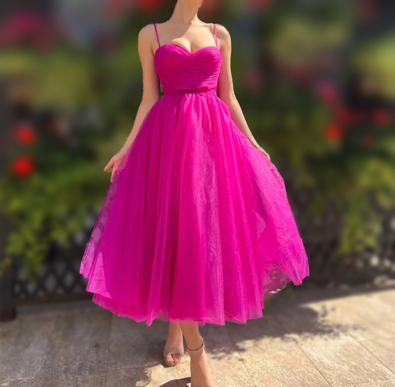 Tulle Tea Length Homecoming Dress