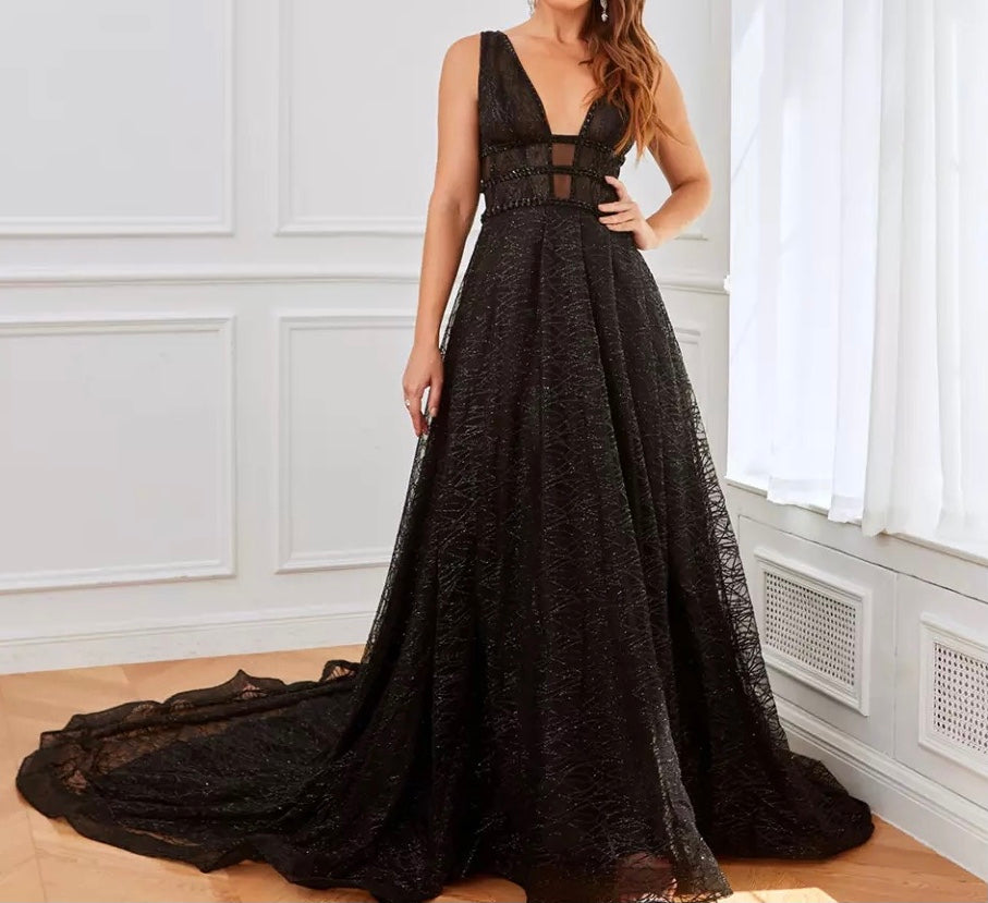 Sparkle Elegant Evening Trail Dress