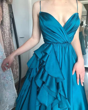 Load image into Gallery viewer, Ruffles High Slit Ruched Prom Dress