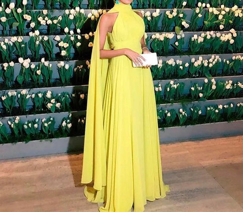 Cape Yellow Evening Gown