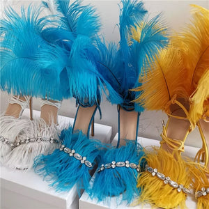 Crystal Tassels Feather Sandals