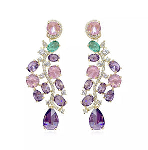 Purple Crystal Grapes Drop Earings