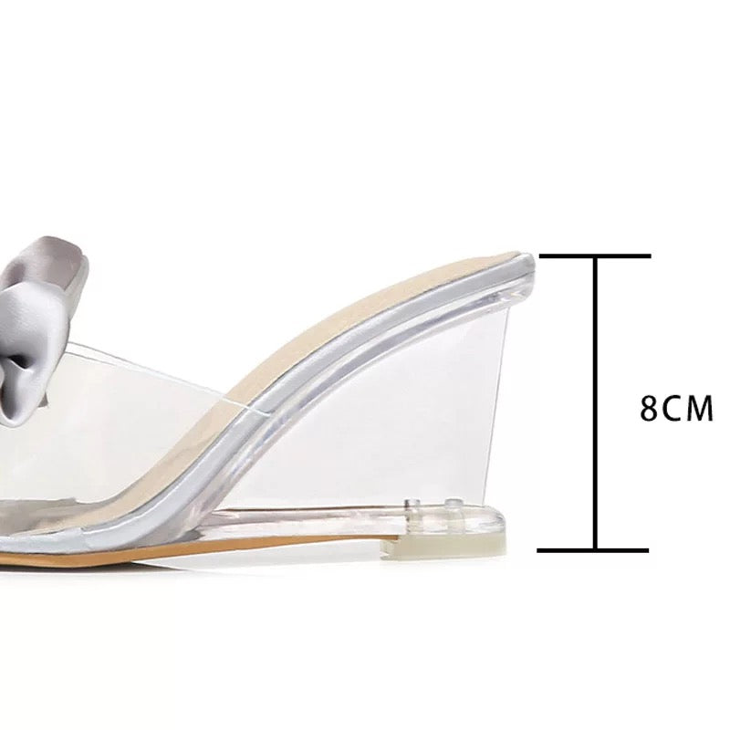 Bow-knot Transparent Heels Peep Toe Wedges