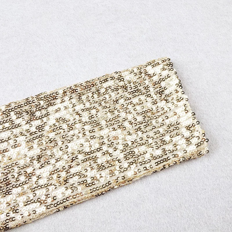 One Shoulder Mesh Sequins Dress