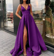 Load image into Gallery viewer, Deep VNeck Side Slit Prom Evening Gown