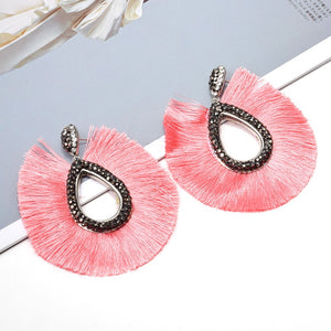 Silk Tassel Rhinestone Bohemia Earrings