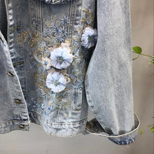 Load image into Gallery viewer, Flower Embroidered Denim Jacket