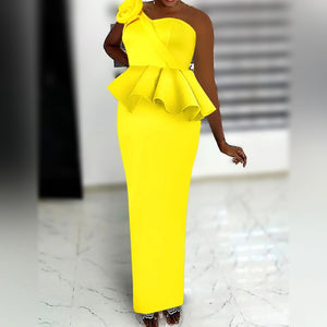 Yellow Ruffles Peplum Set