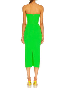 Green Mid Calf Bodycon Bandage dress