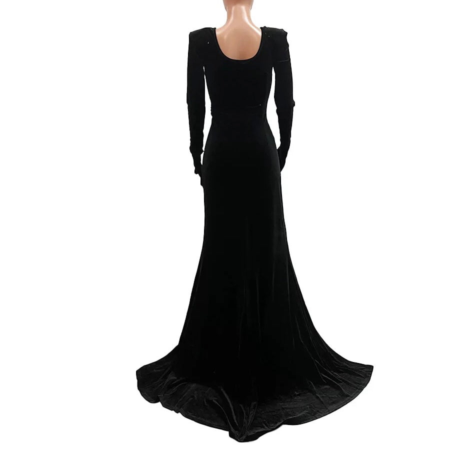 Velvet Slash Neck Gown