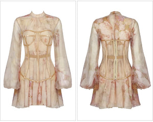 Mesh Lace Corset Two Pieces Dress