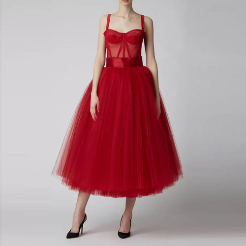 Classic Red Tulle Prom Dress