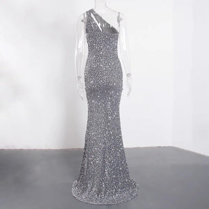 Cut Out Sequins Stretch Mermaid Gown