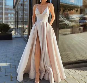 Deep VNeck Side Slit Prom Evening Gown