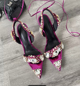 Luxury Lace-up Pointed Toe Sandals