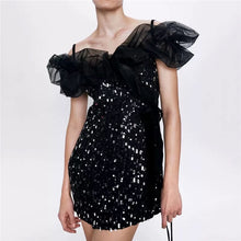 Load image into Gallery viewer, Sequins Shiny Patchwrok Wrap Mini Dress