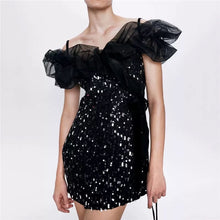 Cargar imagen en el visor de la galería, Sequins Shiny Patchwrok Wrap Mini Dress