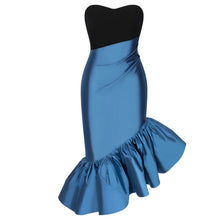 Load image into Gallery viewer, Wrapped Color Block Ruffled Dress