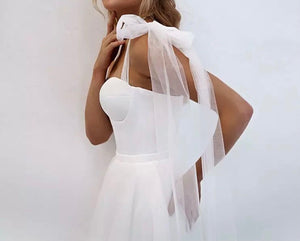 Simple Tulle Bow Strap Dress